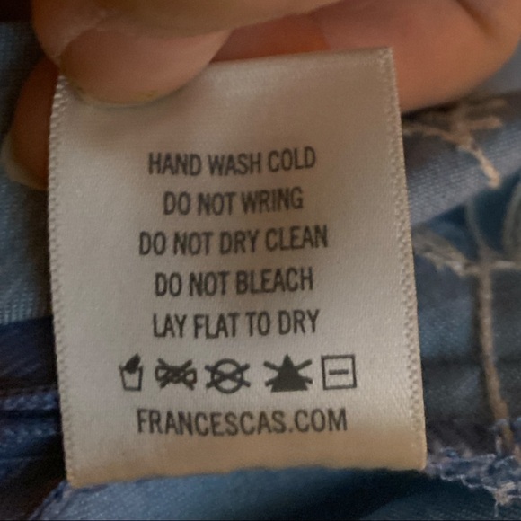 Harper High Neck Tank Top Chambray Embroidered Blue Floral Embroidery Size XL - Picture 11 of 11